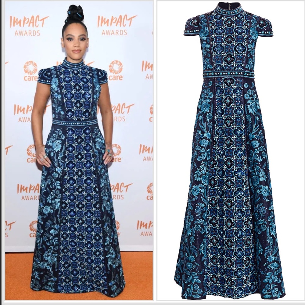 Alice and Olivia “Nidia Azure Blue Embellished Gown”